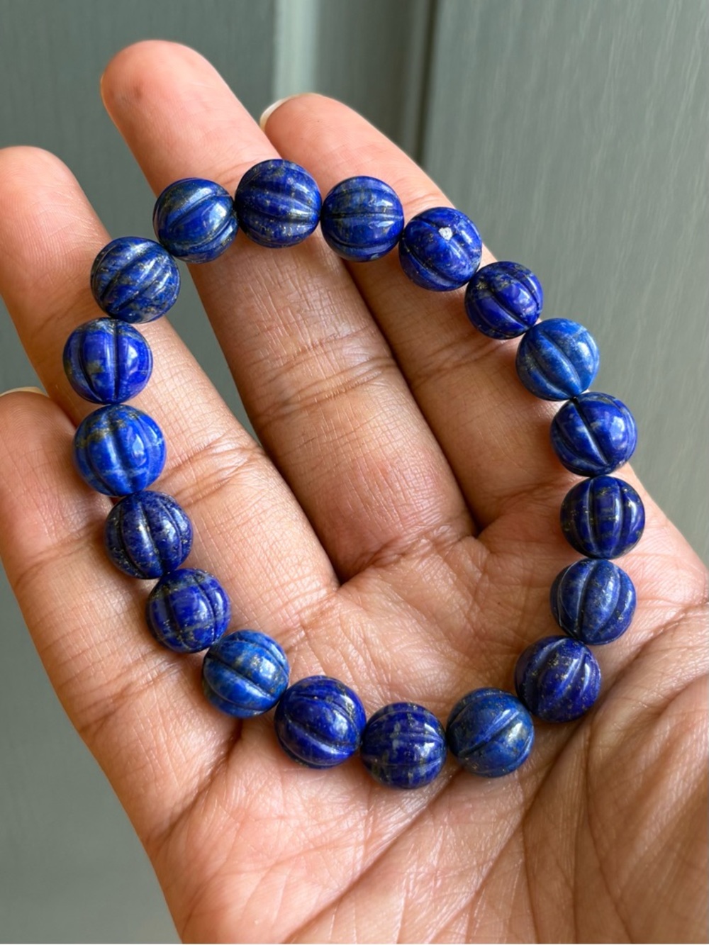 Lapis Lazuli Pumpkin Crystal Bracelet 10.5mm